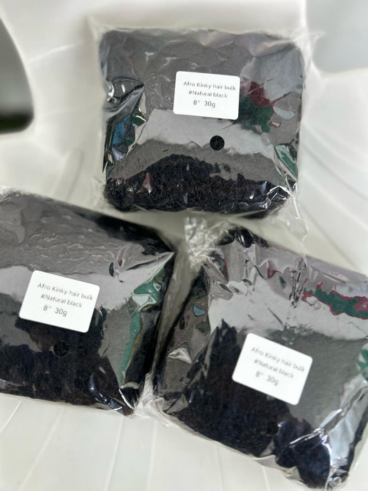Lots de 3 paquets mèches de cheveux naturelles noires - 30 gr
